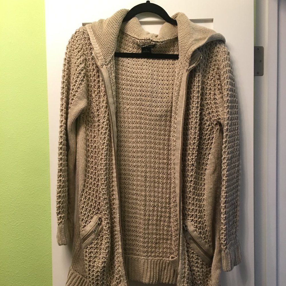 Long Zipper Chunky Knit Cardigan Sweater  Hoodie